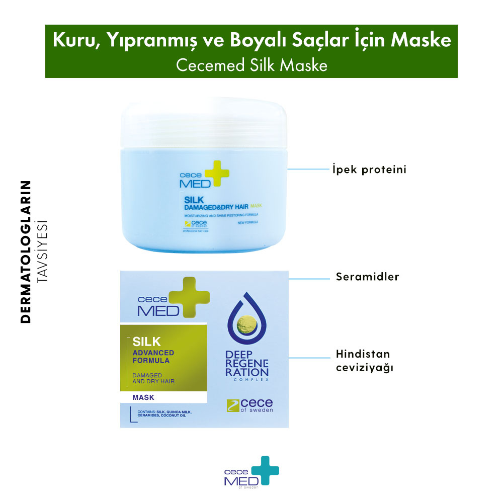 CECEMED KURU,YIPRANMIŞ VE BOYALI SAÇLAR İÇİN SİLK SAÇ MASKESİ 3120 - Görsel 2